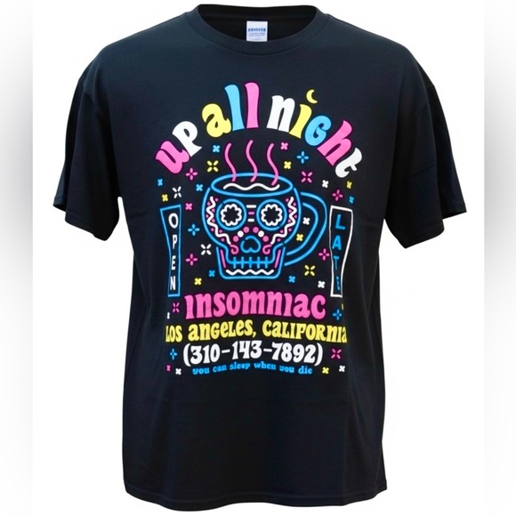 Gildan Other - Vintage Insomniac "Up All Night" Neon Graphic T-Shirt